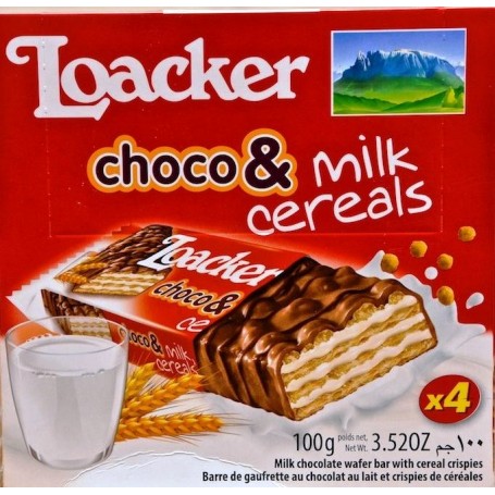 LOACKER CHOCO&MILK CEREAL 25 GR X4 X10 